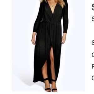 NWT Boohoo Plus slinky wrap front maxi dress...